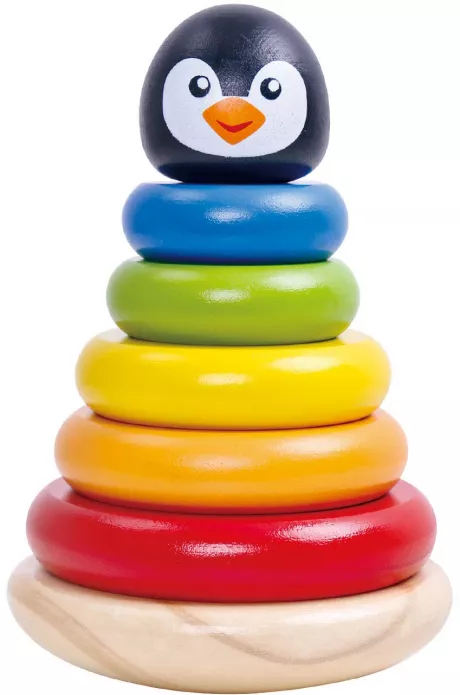 Tooky Toy Wooden plug-in game - penguin tower for learning and motor skills training of your child - with 5 different plug-in rings + penguin head from 3 years approx. 12 x 18 cm: Amazon.de: Toys & Games