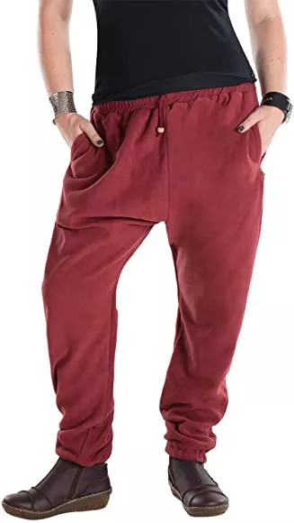 Vishes - Alternative clothing - warm unisex thermal harem trousers made of fleece with pockets, darkred, : Amazon.de: Clothing