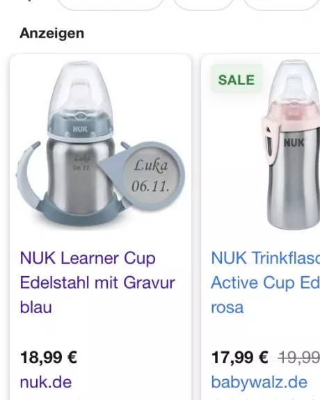 Trinklernflasche aus Edelstahl