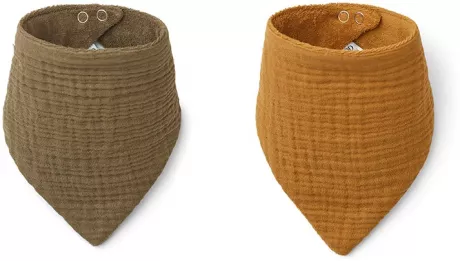 Bandana-Lätzchen Andrea Khaki / Golden Caramel Mix 2er Pack – Liewood