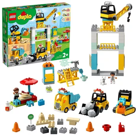 LEGO 10933 DUPLO Große Baustelle mit Licht und Ton, Fahrzeuge mit Push und Go Motor, Spielzeug für Kinder im Alter von 2–5 Jahren: Amazon.de: Spielzeug