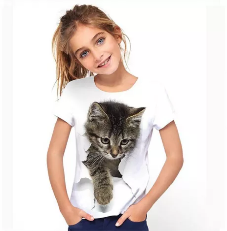 Kinder Mädchen T-Shirt Katze Kurzarm Grafik Tier Regenbogen Kinder Oberteile Aktiv nette Art 3-12 Jahre 8578192 2022 – €7.48
