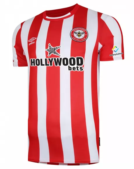 21/23 Brentford Adult Home Shirt - Nr. 21 Eriksen som tryk på ryggen.