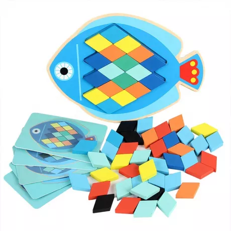 Fischmosaik aus Holz - Formen und Farben korrekt nachlegen | Montessori Lernwelten - Der Shop für Montessori Material