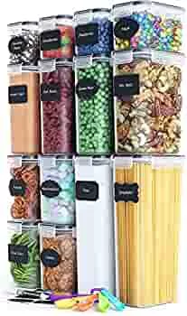 Chef's Path Food Storage Jar Set - 14 Pieces - BPA-Free - Airtight Food Storage Containers with Lids - Ideal for Cereals, Flour and Sugar - Labels, Markers and Spoon Set : Amazon.de: Home & Kitchen