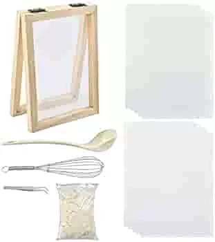 WANDIC Paper Making Kit, Handmade Wooden Paper Making Mould with Spoon and Mesh and Drained Pulp Frame Paper Making Sieve Kit for DIY Paper Art : Amazon.de: Home & Kitchen