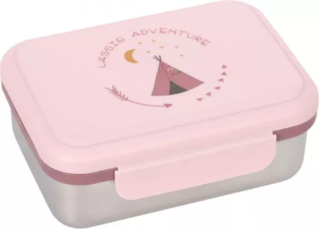 LÄSSIG Kinder Brotdose Edelstahl - Lunchbox, Adventure Tipi | LÄSSIG
