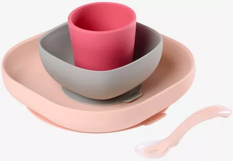 Beaba Baby Esslern-Geschirr aus Silikon BEABA® in rosa