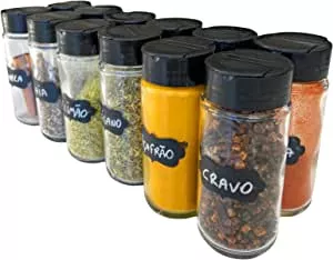 Kit 12 Potes de Temperos Condimentos de Vidro + Etiquetas Lousa | Amazon.com.br