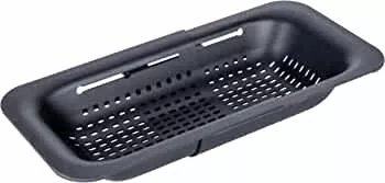 WENKO Siva Sink Strainer, Extendable Kitchen Strainer Fits The Sink Made Of Durable Plastic, Ideal For Washing Fruit And Vegetables Or Used As A Pasta Strainer, 36.5-50 x 7 x 20 cm, Black : Amazon.de: Home & Kitchen