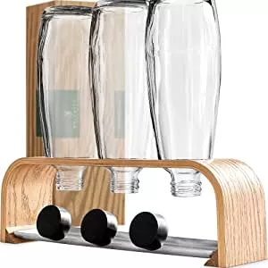 WALDWERK Sodastream Bottle Holder - Bottle Holder Made of Curved Wood - Draining Rack for Bottles with Stainless Steel Tray and Lid Holder - Plastic-Free Bottle Stand : Amazon.de: Home & Kitchen
