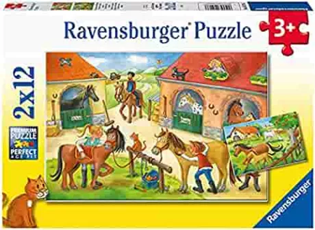 Ravensburger Children's Puzzle - 05178 Holidays in the Horse Farm - Puzzle for Children from 3 Years with 2 x 12 Pieces: Amazon.de: Toys