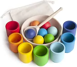 Ulanik Rainbow Balls in Cups Montessori Toy Wooden Sorter Game 7 Balls 30 mm Age 1+ Colour Sorting and Counting Preschool Learning Education: Amazon.de: Toys