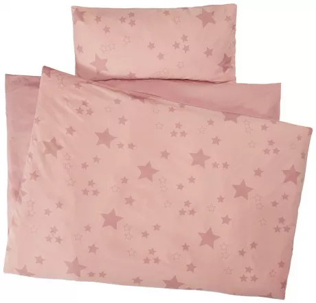 Kinderbettwäsche Bio-Baumwolle Stern Rosa von HANS NATUR, Bettbezug 135 x 200 cm, Kissen 40 x 80 cm