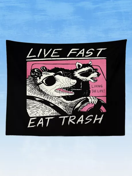 ROMWE X Vincenttrinidadart 1 peça Tapeçaria Slogan & Impressão de animal