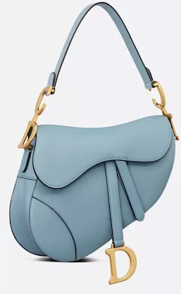 Saddle Bag with Strap Horizon Blue Grained Calfskin | DIOR