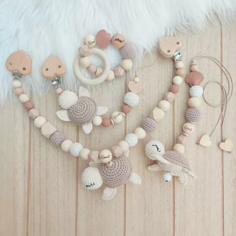 SET Kinderwagenkette Maxicosikette Schnullerkette Häkel - Etsy.de