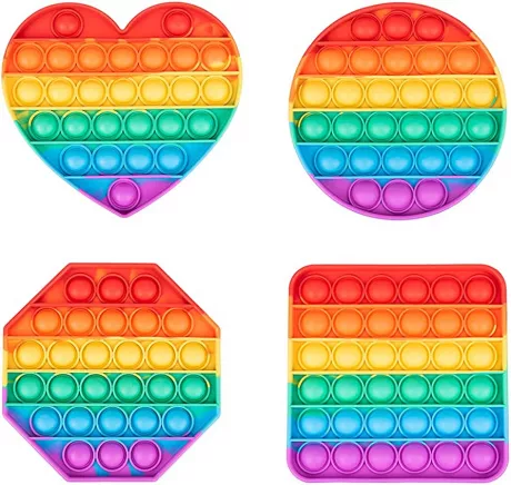 Pop on It für Kinder I Pop Bubble 4er Geschenkset I Wasserfestes Fidget Toy Set I Poppets aus hochwertigem Silikon I Regenbogen Antistress Spielzeug: Amazon.de: Spielzeug