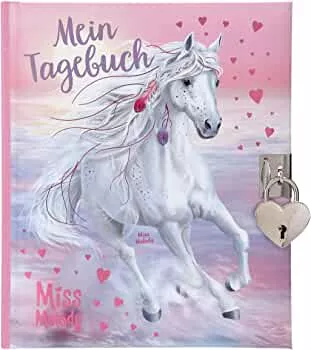 Depesche 12048 Miss Melody - Tagebuch mit Pferde-Motiv in Rosa und Hellblau, kleinen Herzen, Schloss und 192 verzierten Papierseiten, inklusive 2 Stickerbogen, ca. 19 x 16 x 3 cm: Amazon.de: Spielzeug