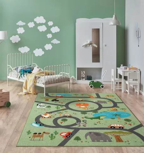 Teppich »Happy Life Kinderteppich, Spielteppich, Straßenteppich, Dschungel«, the carpet, Rechteck