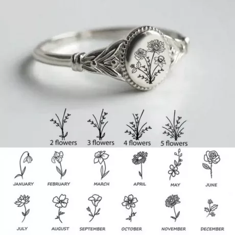 Birth Flower Ring Bouquet Ring Personalized Flower Ring – rawlovein