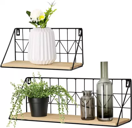 Mkouo Wall-Mounted Floating Shelves, Set of 2 Rustic Metal Wire Storage Shelves : Amazon.de: Home & Kitchen
