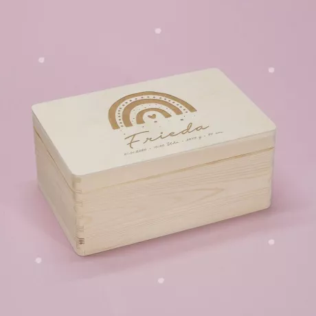 Erinnerungsbox Regenbogen mit Namen für Kind | hellomini