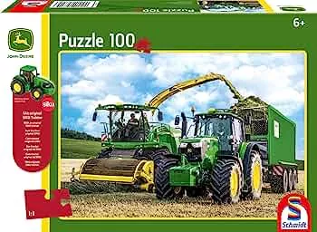 Schmidt 56315 John Deere Deere-649M Tractor with 8500i Harvester Jigsaw Puzzle with Siku Model (100pc), Colourful: Amazon.de: Spielzeug