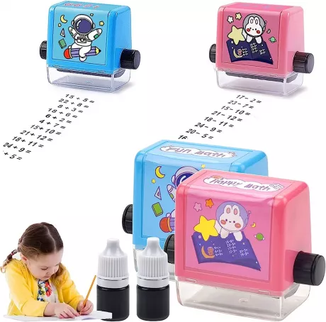 2 Stück Roller Digitaler Lehrstempel, Additions und Subtraktionswalzenstempel, Wiederverwendbarer Berechnungs-Mathe-Spielzeug-Stempel für Vorschul-Kindergarten-Heimschulbedarf (2pcs): Amazon.de: Bürobedarf & Schreibwaren