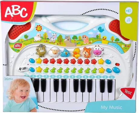 Simba 104010044 - ABC Tier Keyboard, mit verschiedenen Sounds, Tierlaute, Tragegriff, 38x32cm, Babyspielzeug, süße Tiermotive, Kinder Musik, Melodie, ab 3 Jahren: Amazon.de: Spielzeug