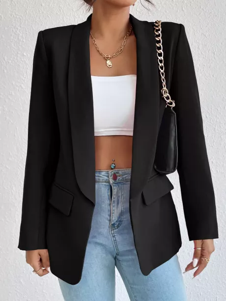 SHEIN Frenchy Blazers Sólido Gola de Xaile
