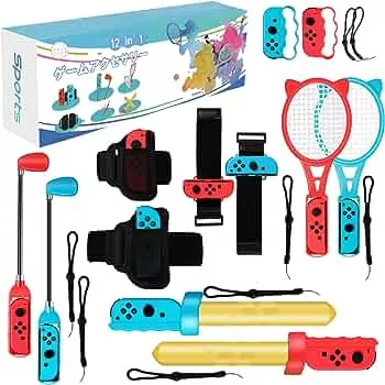 OLDZHU 12 in 1 Switch Sport Spiel Zubehör,2023 Switch-Zubehörpaket kompatibel mit Nintendo Switch Enthält Einziehbarer Golfschläger,Tennisschläger,Boxgriff,Beingurte,Schwertkampfgriffe,Joy-con-Armband : Amazon.de: Games