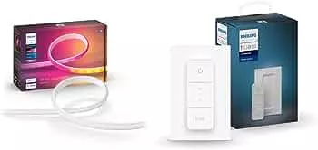 Philips Hue Gradient Ambiance Lightstrip 2m Basis, Weiß, 929002994901 & Dimmschalter, Zubehör System, kabelloses Dimmen ohne Installation, Abrufen von Lichtszenen : Amazon.de: Beleuchtung