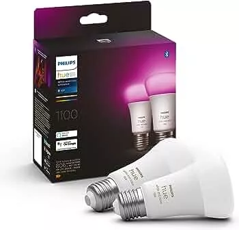 Philips Hue White & Color Ambiance E27 Doppelpack 2x806lm, dimmbar, bis zu 16 Mio. Farben, steuerbar via App, kompatibel mit Amazon Alexa (Echo, Echo Dot) : Amazon.de: Beleuchtung