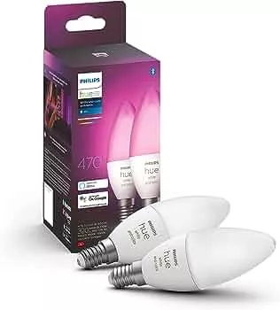 Philips Hue White & Color Ambiance E14 Lampe Doppelpack 2x320lm, dimmbar, bis zu 16 Millionen Farben, steuerbar via App, kompatibel mit Amazon Alexa (Echo, Echo Dot) : Amazon.de: Beleuchtung