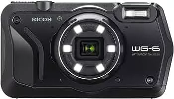 RICOH WG-6 Schwarz Wasserdichte Kamera Hochauflösende Bilder mit 20 MP 3-Zoll-LCD Wasserdicht bis 20 m Stoßfest bis Fallhöhe von 2,1 m Unterwassermodus Ring mit 6-LEDs für Makroaufnahmen: Amazon.de: Elektronik & Foto