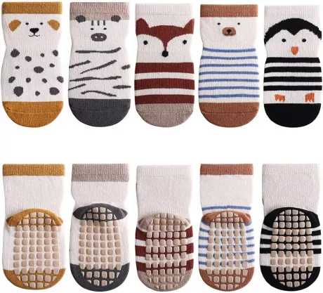 FedMois 5er Pack Baby Kleinkinder ABS rutschfeste Socken Sneaker Socken Tiermotive Baumwolle, Pinguin, 1-3 Jahre : Amazon.de: Fashion