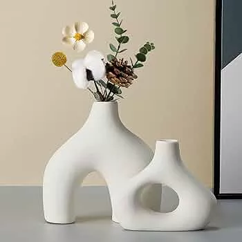 Weiße Keramikvase 2er-Set