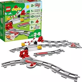 LEGO 10882 DUPLO Eisenbahn Schienen, Zugschienen-Bauset mit rotem Signalstein, Kinderspielzeug für Jungen und Mädchen ab 2 Jahren, Steine: Amazon.de: Spielzeug