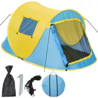 Zelt 3-4 Personen Igluzelt Festivalzelt Kuppelzelt mit Vorzelt Wasserdicht Tent