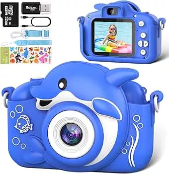 Kinderkamera, Hangrui Kinder Kamera, 1080P HD Digitalkamera Kinder mit 32GB SD-Karte, Kamera Kinder mit 2,0-Zoll-Bildschirm, Fotoapparat Kinder für 3-12 Jahre Weihnachten Spielzeug Blau: Amazon.de: Spielzeug