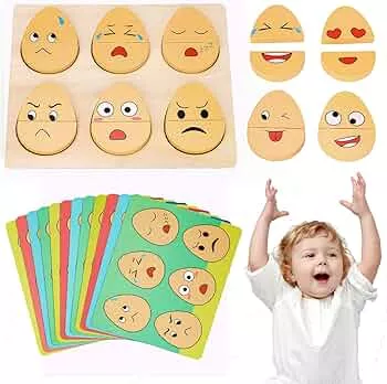 Flnlano Montessori Spielzeug ab 3 Jahre | Holzpuzzle Spielzeug ab 3 4 5 6 Jahre | Puzzles Spiele für 3-6 Jahre | Kinderspielzeug ab 3 Jahre Emoji Holzspielzeug Pädagogisches für Mädchen Junge: Amazon.de: Spielzeug