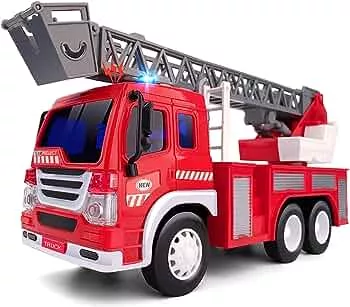 GizmoVine Feuerwehrauto, Reibung Angetrieben Maßstab 1/16 Feuerwehr Auto Spielzeug mit Lichtern und Tönen Feuerwehrauto groß für Jungen und Mädchen: Amazon.de: Spielzeug