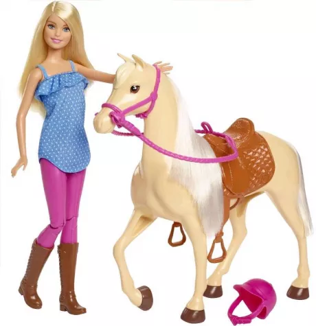 Mattel Barbie Pferd mit Puppe (blond) FXH13 - Spar Toys
