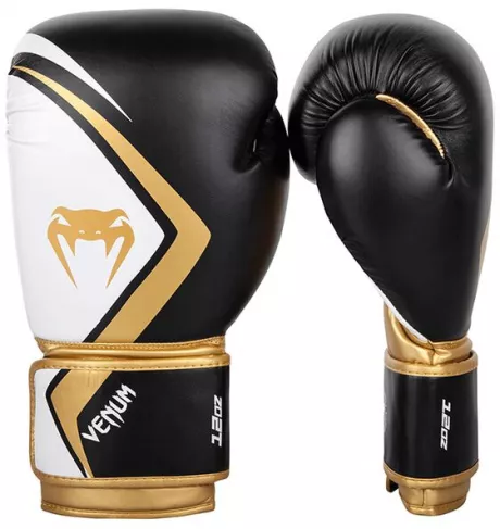 Køb Venum Boxing Gloves Contender 2.0 - Black/White-Gold, - Str. 12 oz
