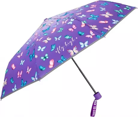 Small Children's Umbrella Pink for Girls - Pink Children's Umbrella Reflective with Pink Purple Motif - Pocket Umbrella Compact Windproof Storm Resistant 7+ Years - 91 cm Diameter - Cool Kids : Amazon.de: Fashion
