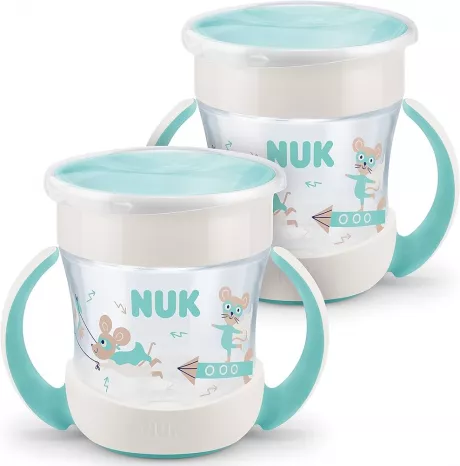 NUK Mini Magic Cup Trinklernbecher | auslaufsicherer 360°-Trinkrand | ab 6 Monaten | praktische Griffe | BPA-frei | 160 ml | neutral | 2 Stück : Amazon.de: Baby