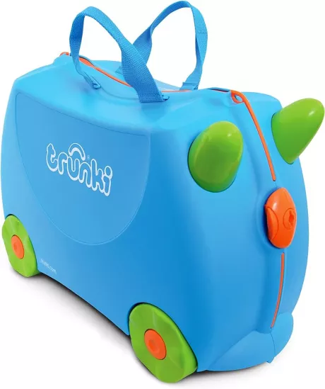 Trunki Handgepäck Und Kinderkoffer zum Draufsitzen | Kinder Risen Geschenk für Mädchen Und Jungen | Trolley Terrance (Blau) : Amazon.de: Fashion