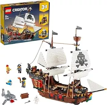 LEGO Creator 3-in-1 Piratenschiff Set, Spielzeug mit 3 Baumöglichkeiten, Baue in Piraten-Taverne oder Pirateninsel mit Totenkopf um, inklusive 3 Minifiguren für Rollenspiel-Abenteuer 31109: Amazon.de: Spielzeug