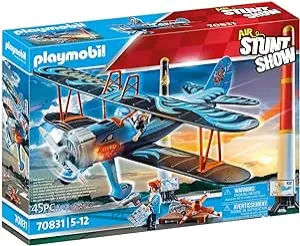 PLAYMOBIL Air Stuntshow 70831 Doppeldecker Phönix, Spielzeug-Flugzeug mit Motorgeräuschen, Spielzeug für Kinder ab 5 Jahren: Amazon.de: Spielzeug